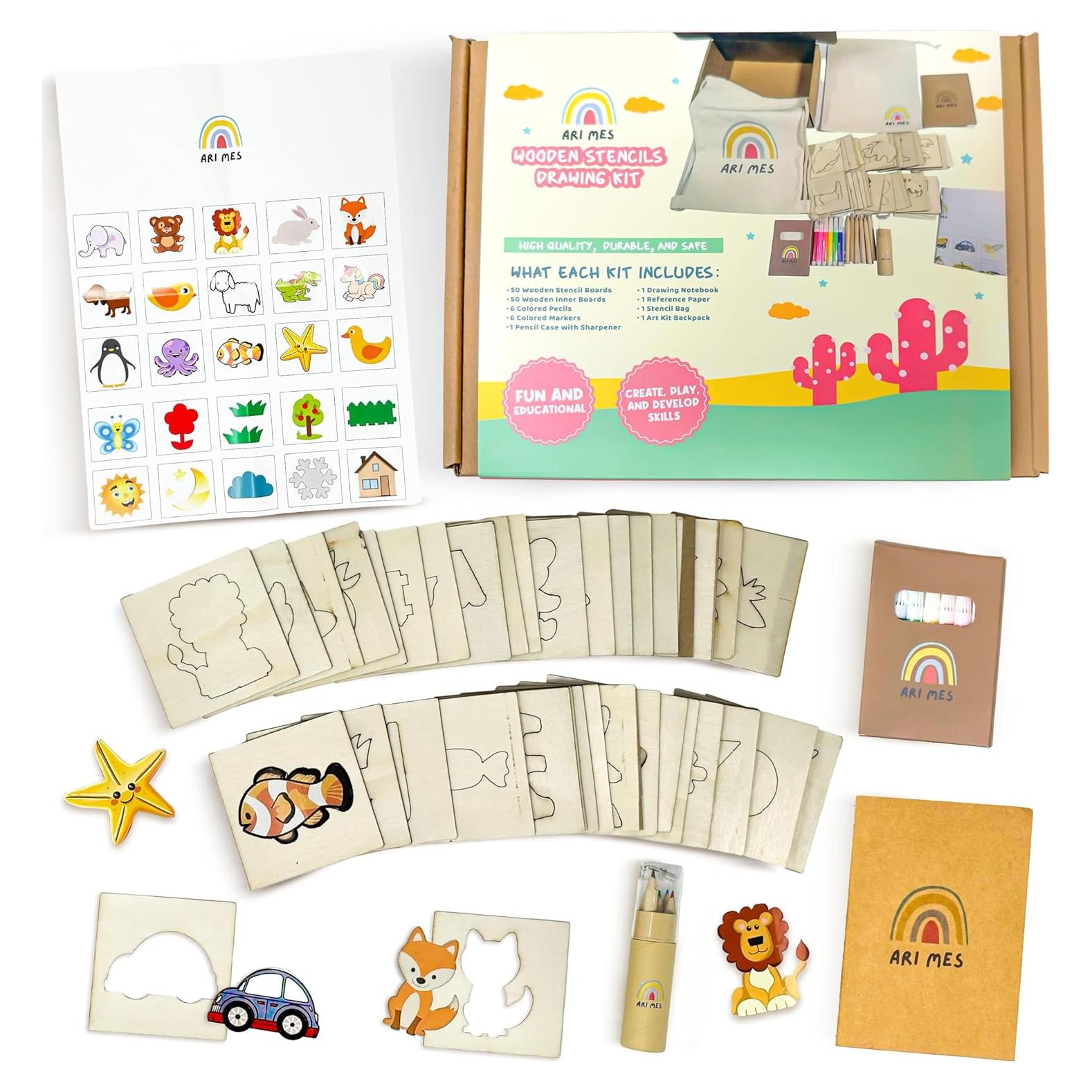 Kit de Plantillas de Dibujo ARI MES - 50 Piezas para Niños 4-8 Años