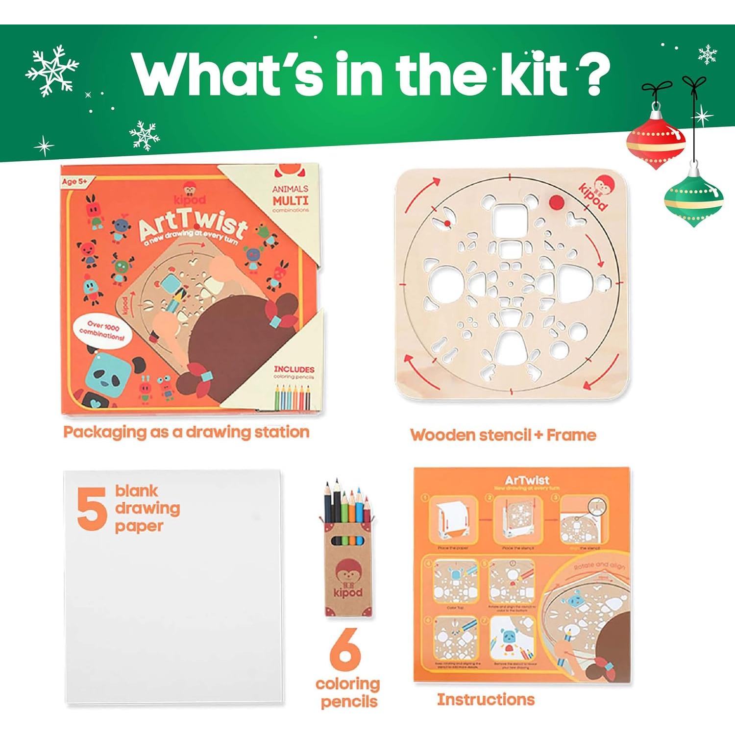 Kit de Dibujo ArtTwist Kipod - Plantillas de Madera con Lápices