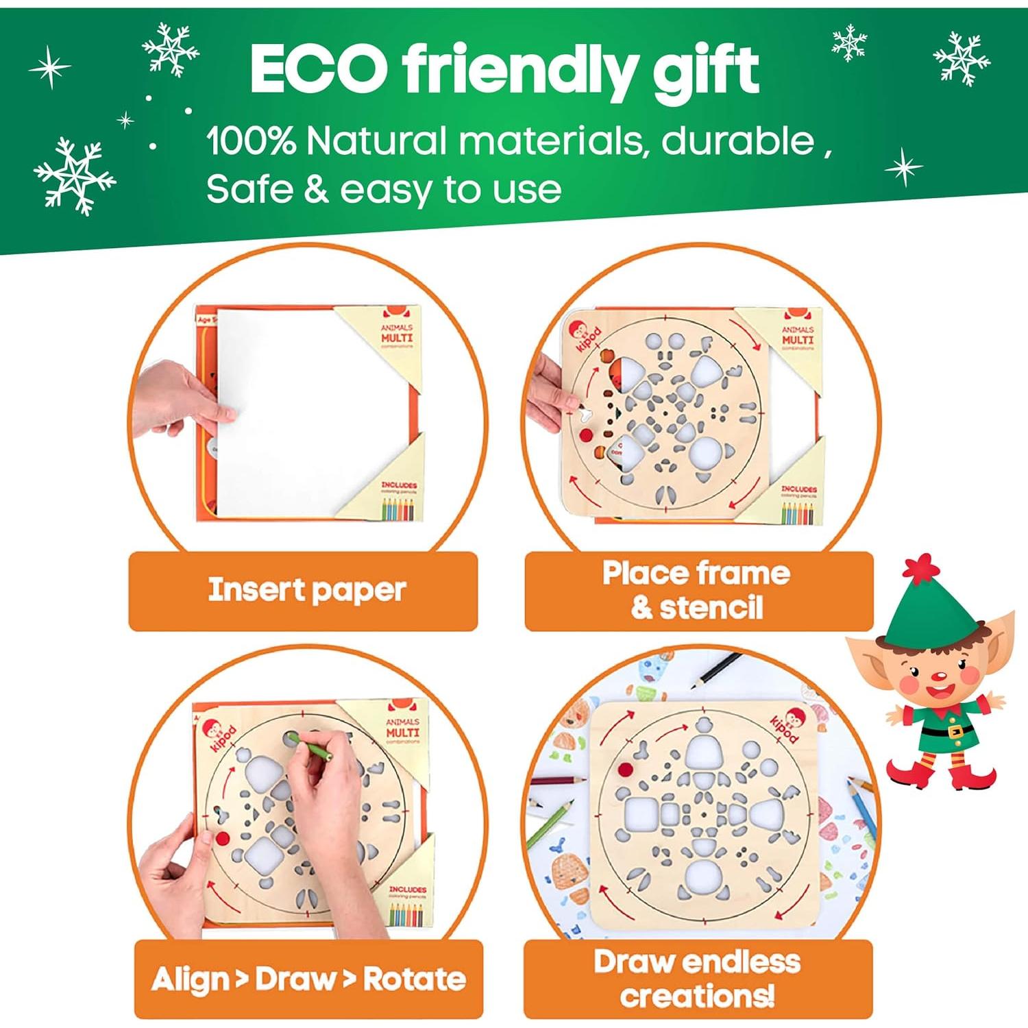 Kit de Dibujo ArtTwist Kipod - Plantillas de Madera con Lápices