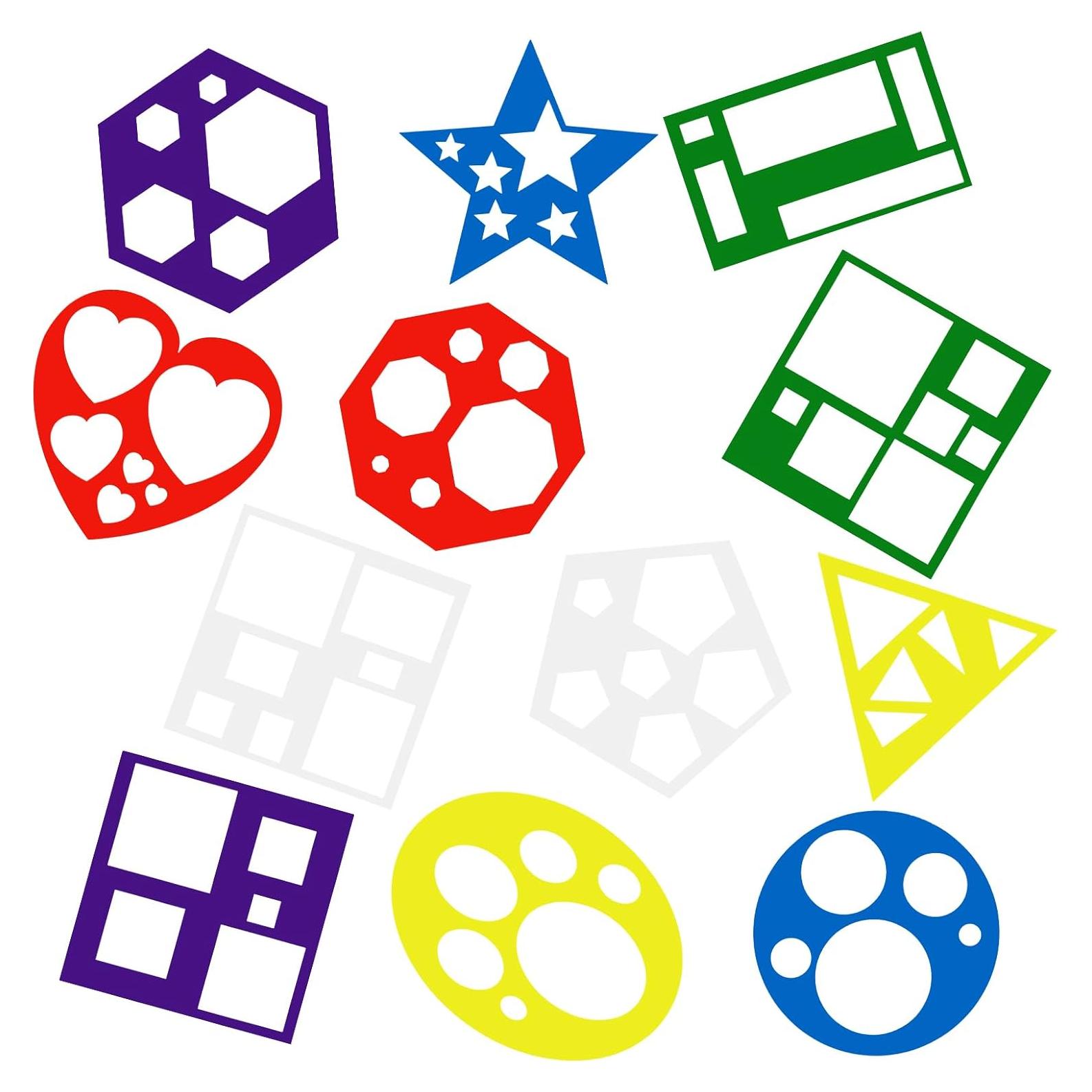 Set de 12 Plantillas Geométricas Reutilizables Larrel 13x13 cm