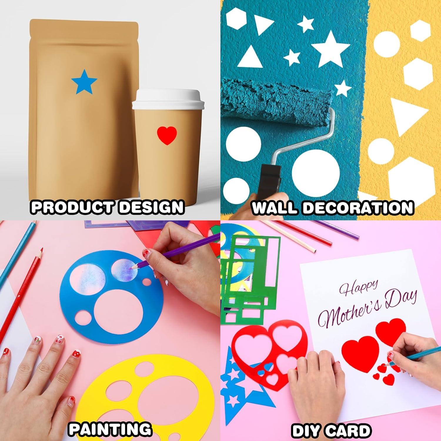 Set de 12 Plantillas Geométricas Reutilizables Larrel 13x13 cm