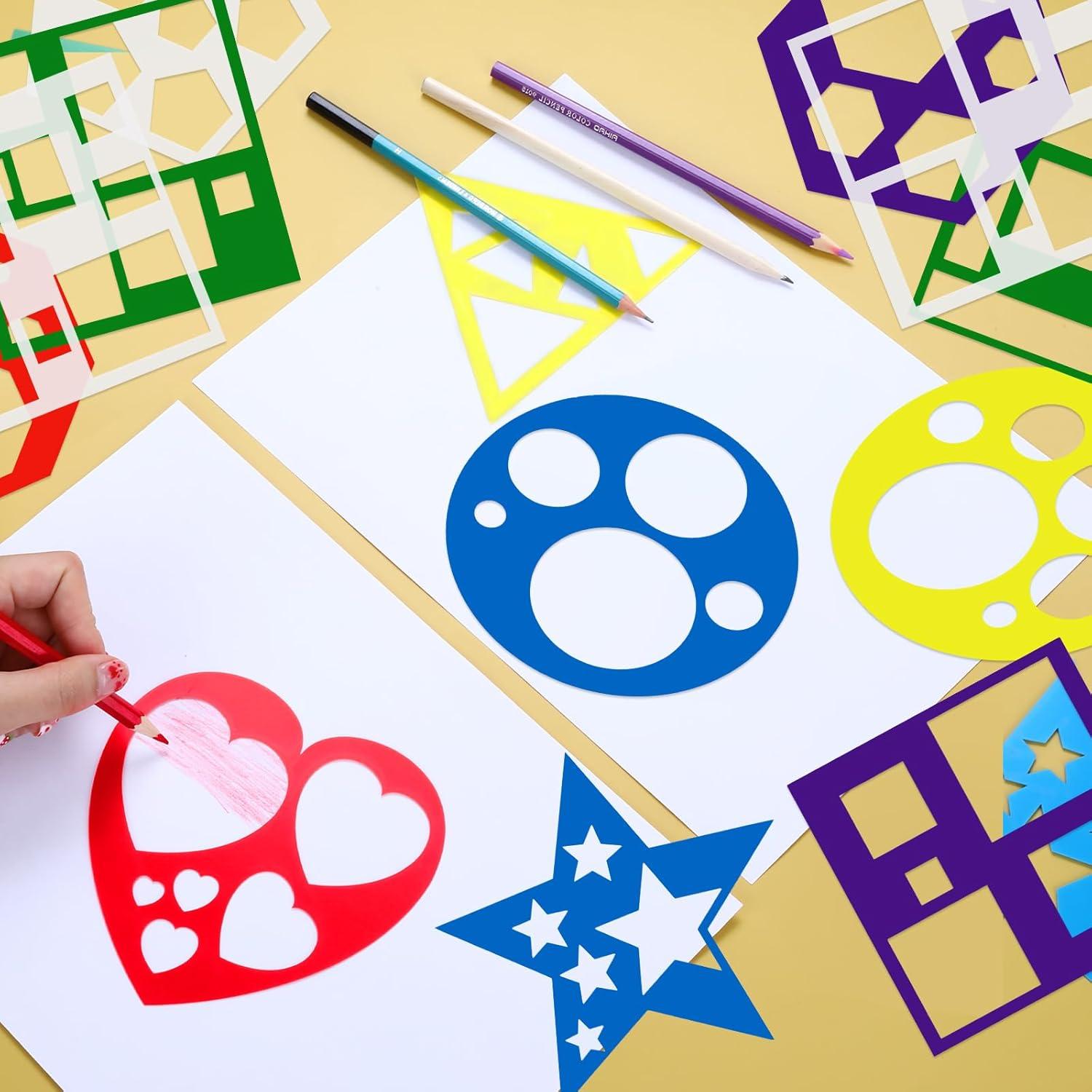 Set de 12 Plantillas Geométricas Reutilizables Larrel 13x13 cm