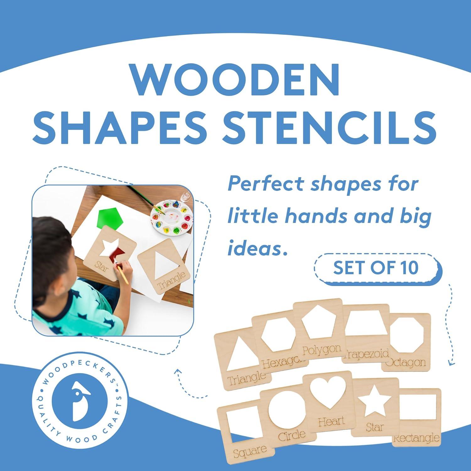 Plantillas de Geometría Reutilizables Woodpeckers 10 Formas 11.94x10.16cm