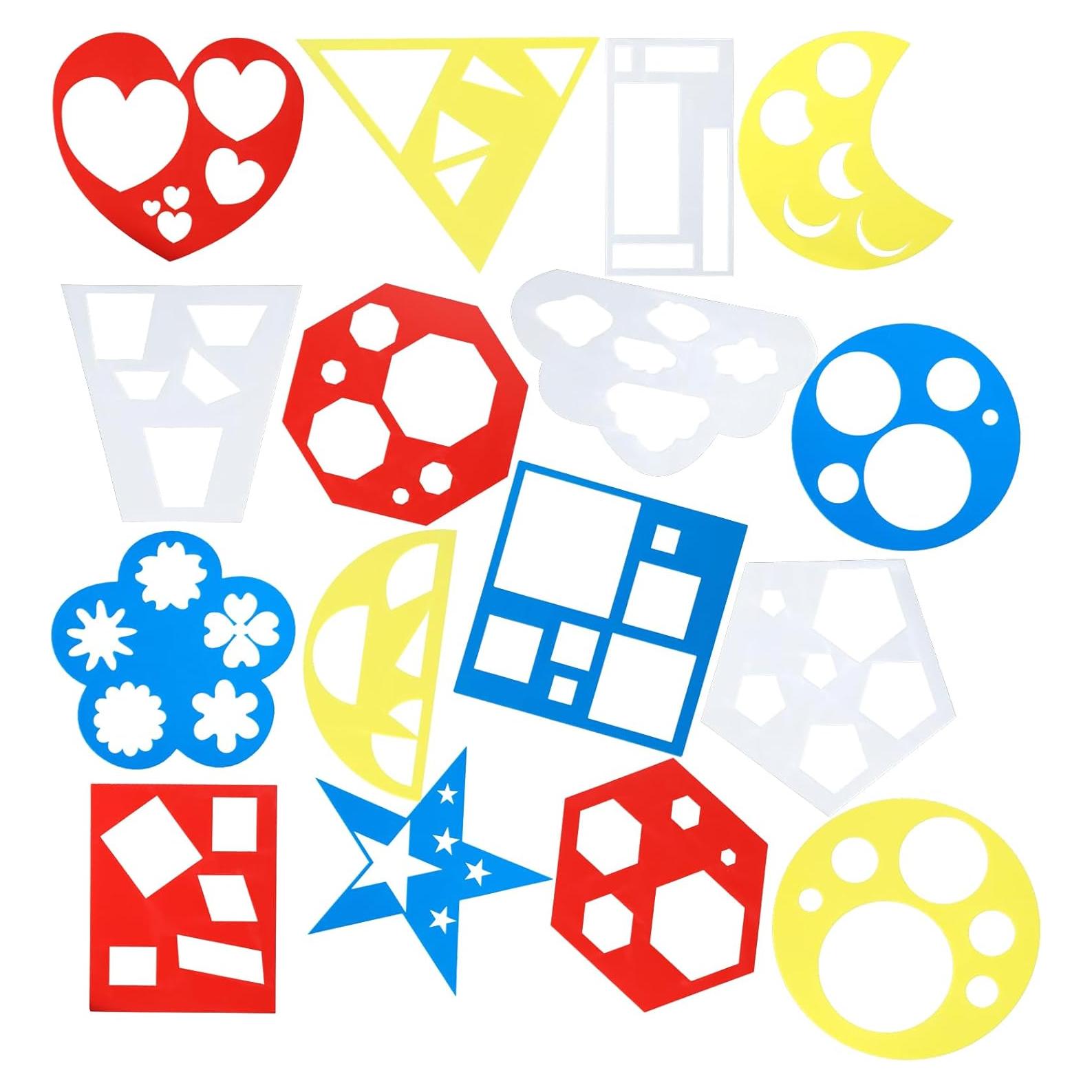 16 Plantillas Geométricas Coloridas BOHUIZ 15x15 cm para Niños