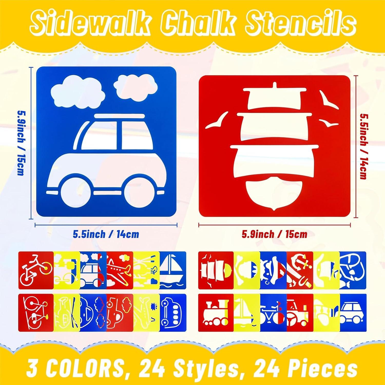 24 Plantillas de Dibujo para Niños YETOOME - Vehículos 15x14 cm