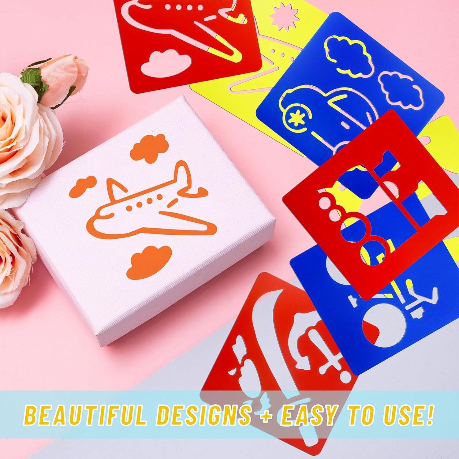 24 Plantillas de Dibujo para Niños YETOOME - Vehículos 15x14 cm