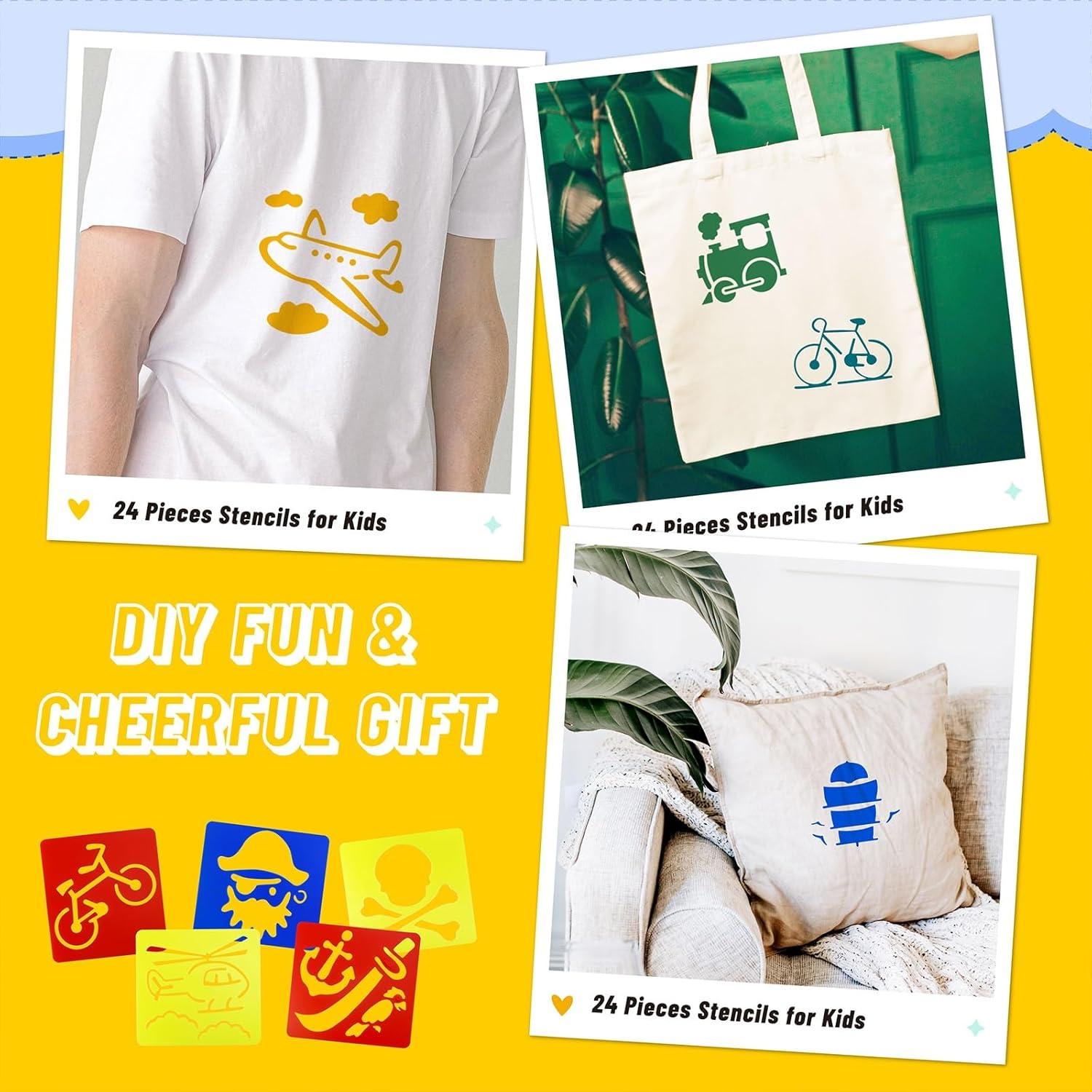 24 Plantillas de Dibujo para Niños YETOOME - Vehículos 15x14 cm