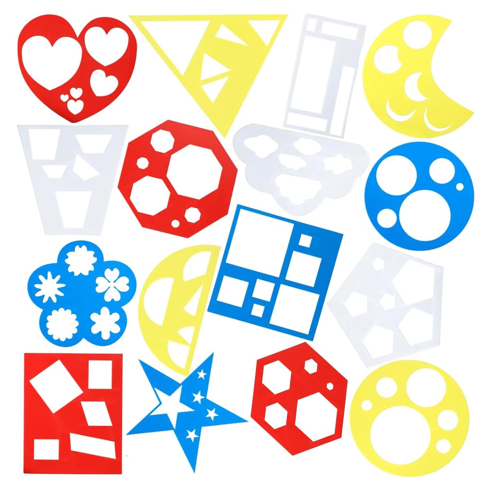 16 Plantillas Geométricas para Niños LXUEJIE 15x15 cm