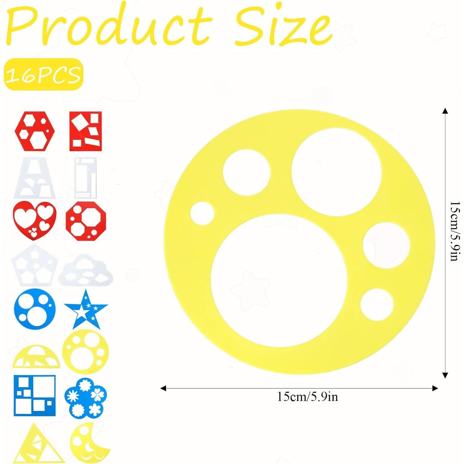 16 Plantillas Geométricas para Niños LXUEJIE 15x15 cm