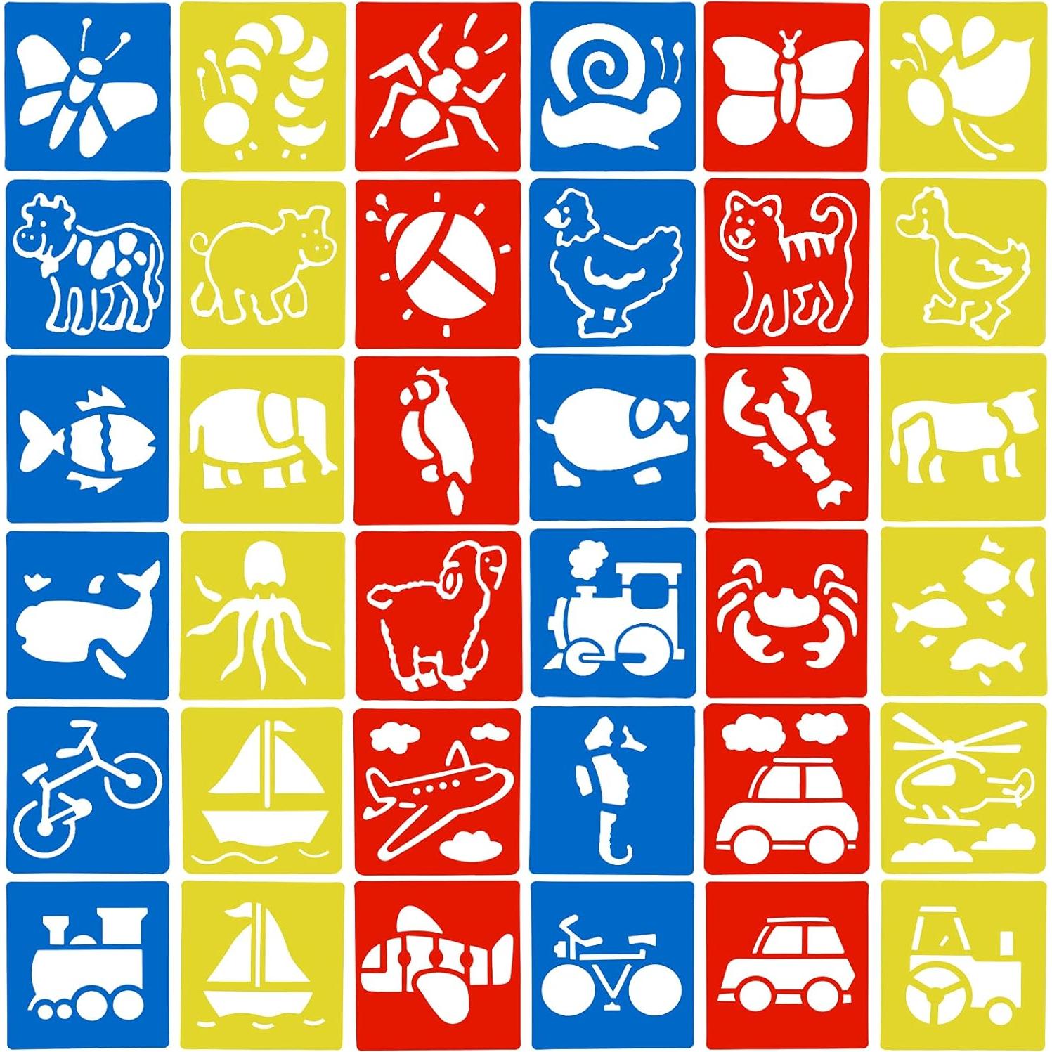 Plantillas de Dibujo Peohud 36 Piezas para Niños 14.2x15.2 cm