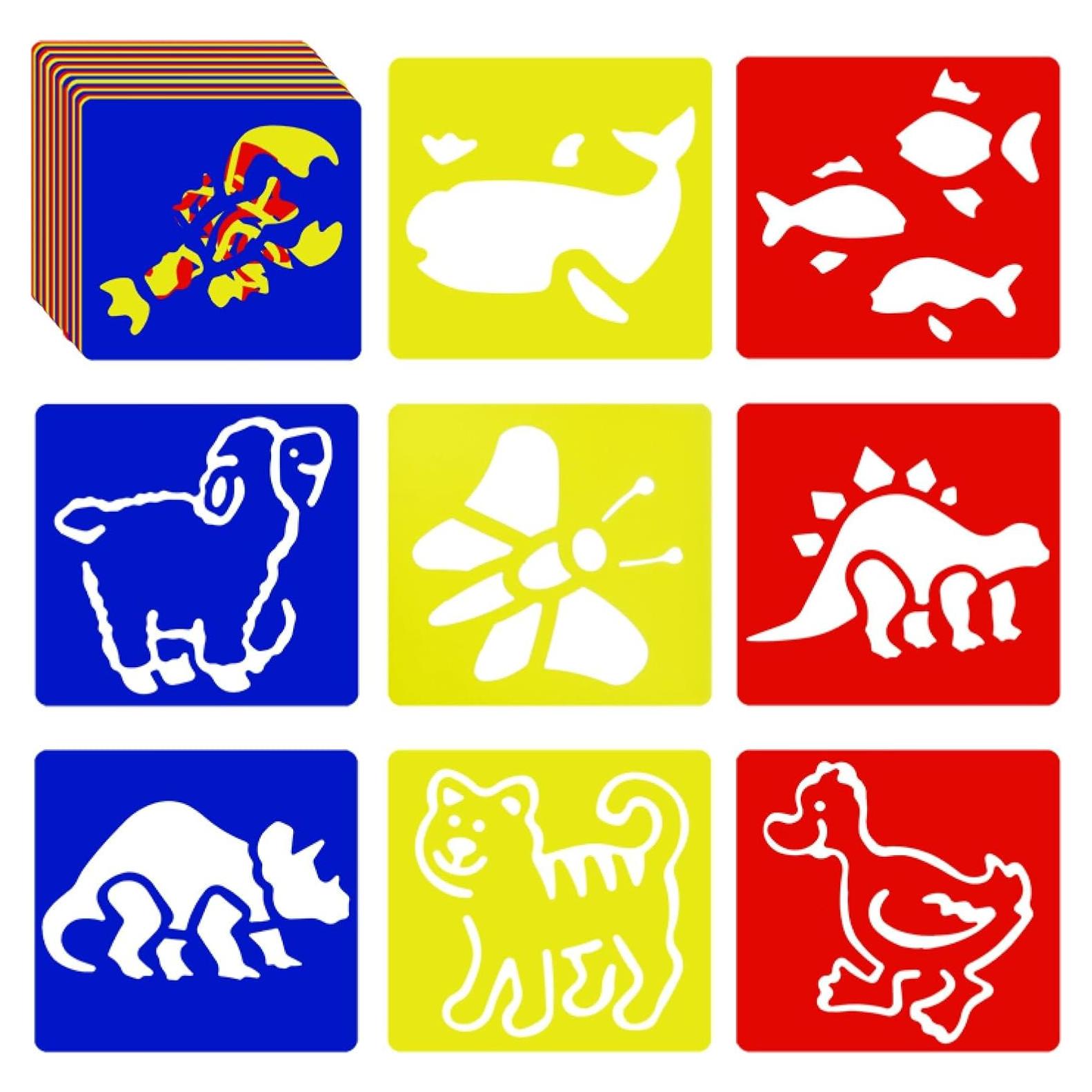 24 Plantillas de Dibujo para Niños YETOOME - Animales 15x14 cm