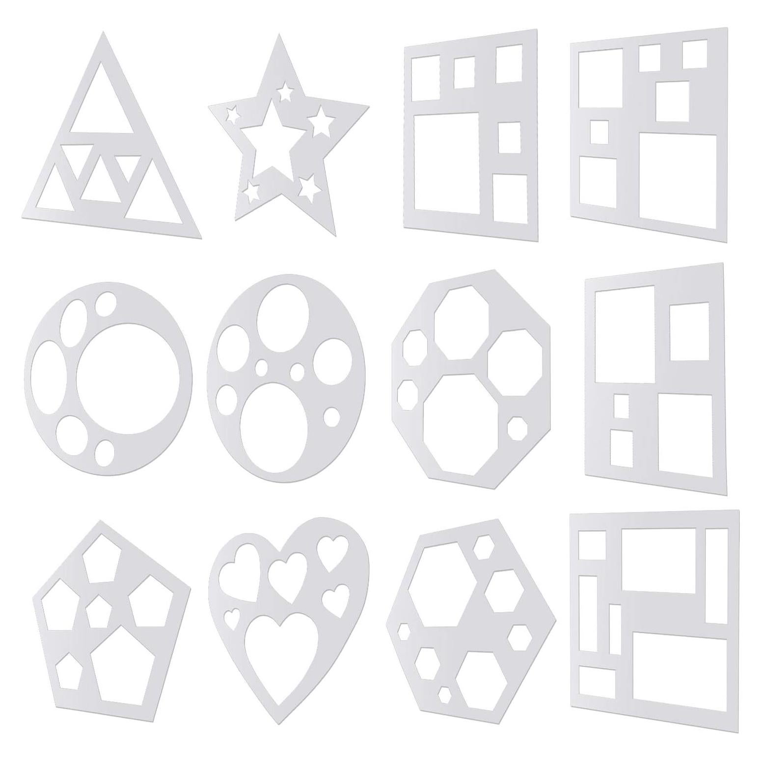 Set de 12 Plantillas de Dibujo de Plástico Outus 23x23 cm