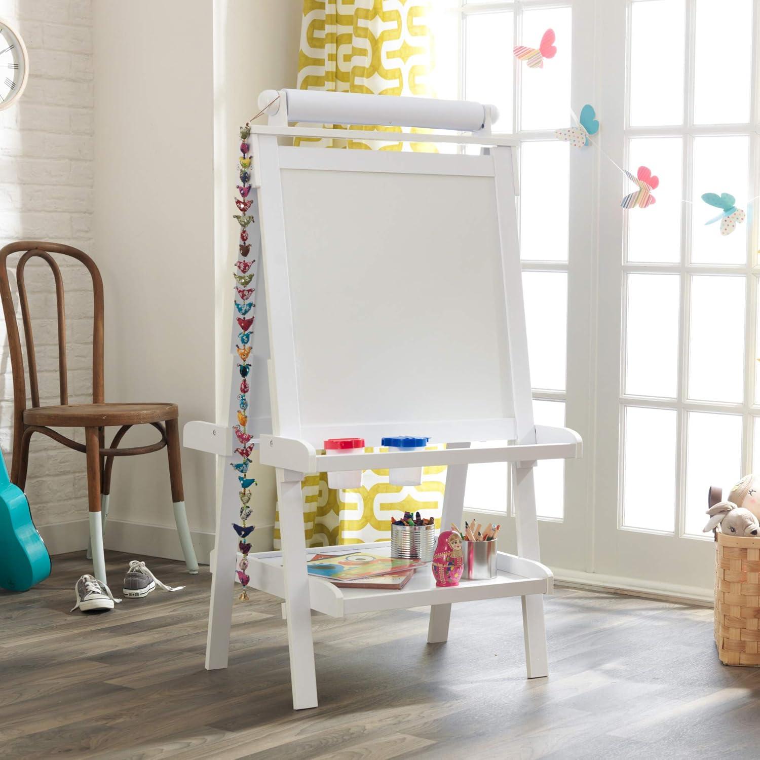 Caballete de Madera Deluxe KidKraft Blanco con Pizarra y Papel