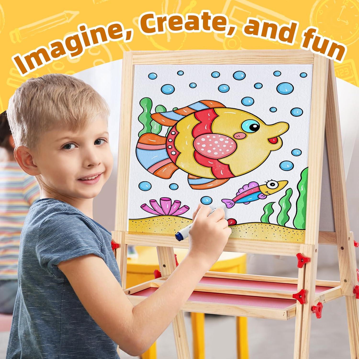 Caballete de Madera Plegable OMOTIYA Altura Ajustable 3-8 Años