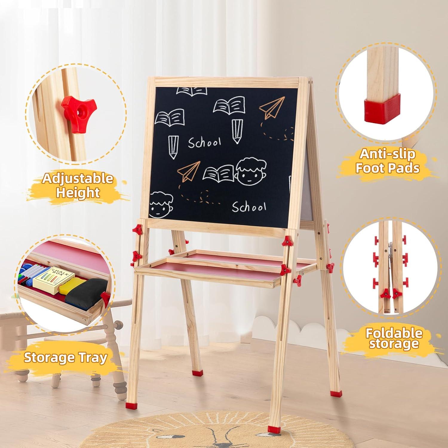 Caballete de Madera Plegable OMOTIYA Altura Ajustable 3-8 Años