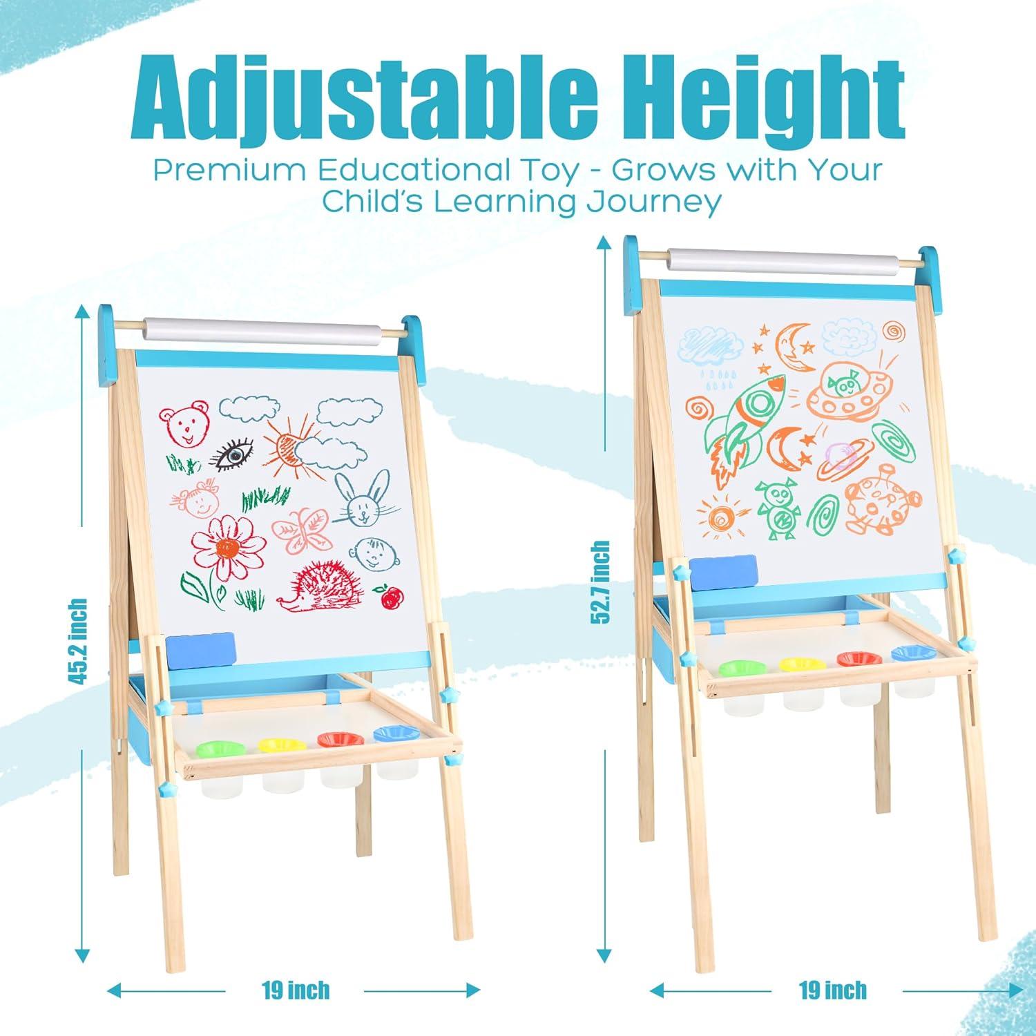 Caballete Ajustable de Madera Ranqibo para Niños 3-12 Años
