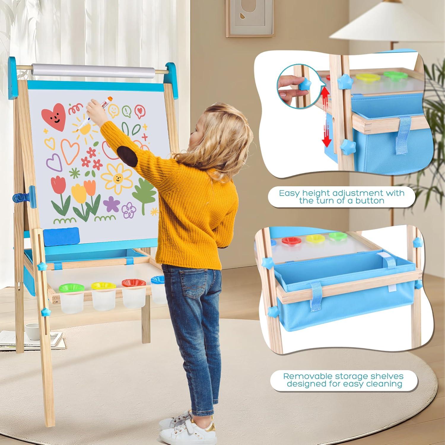 Caballete Ajustable de Madera Ranqibo para Niños 3-12 Años