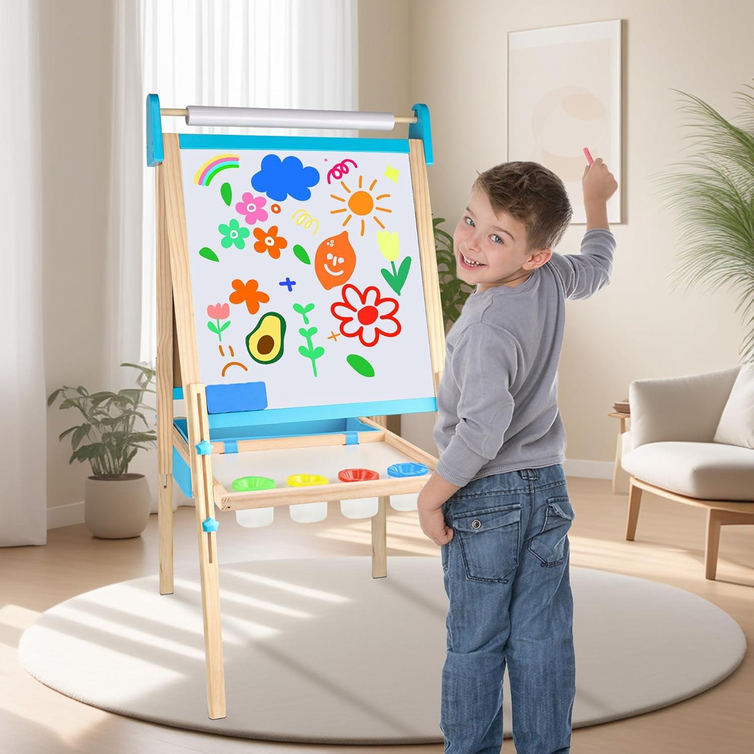 Caballete Ajustable de Madera Ranqibo para Niños 3-12 Años