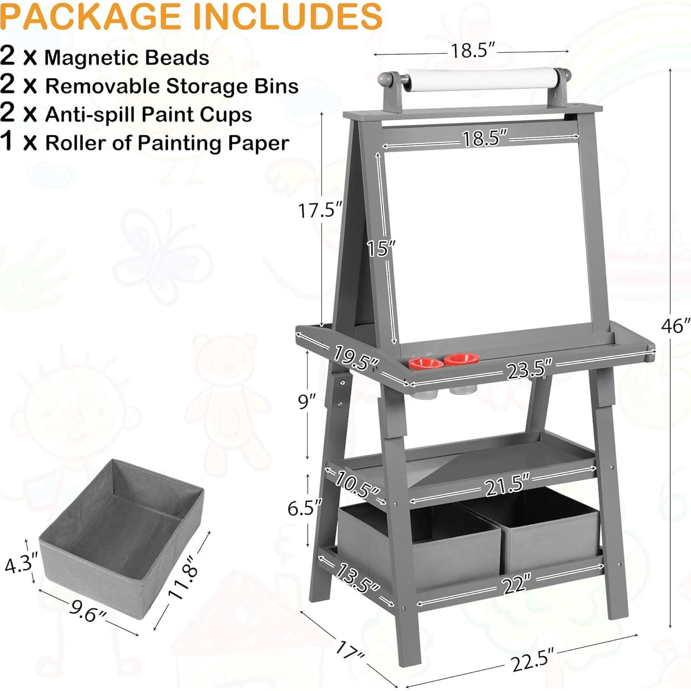 Caballete de Arte 3 en 1 TODEFULL para Niños con Pizarra y Papel