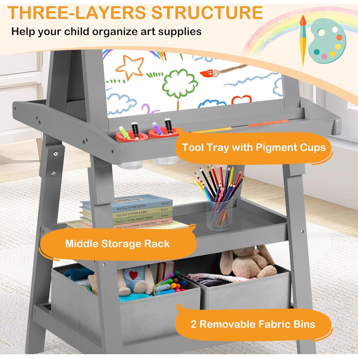 Caballete de Arte 3 en 1 TODEFULL para Niños con Pizarra y Papel