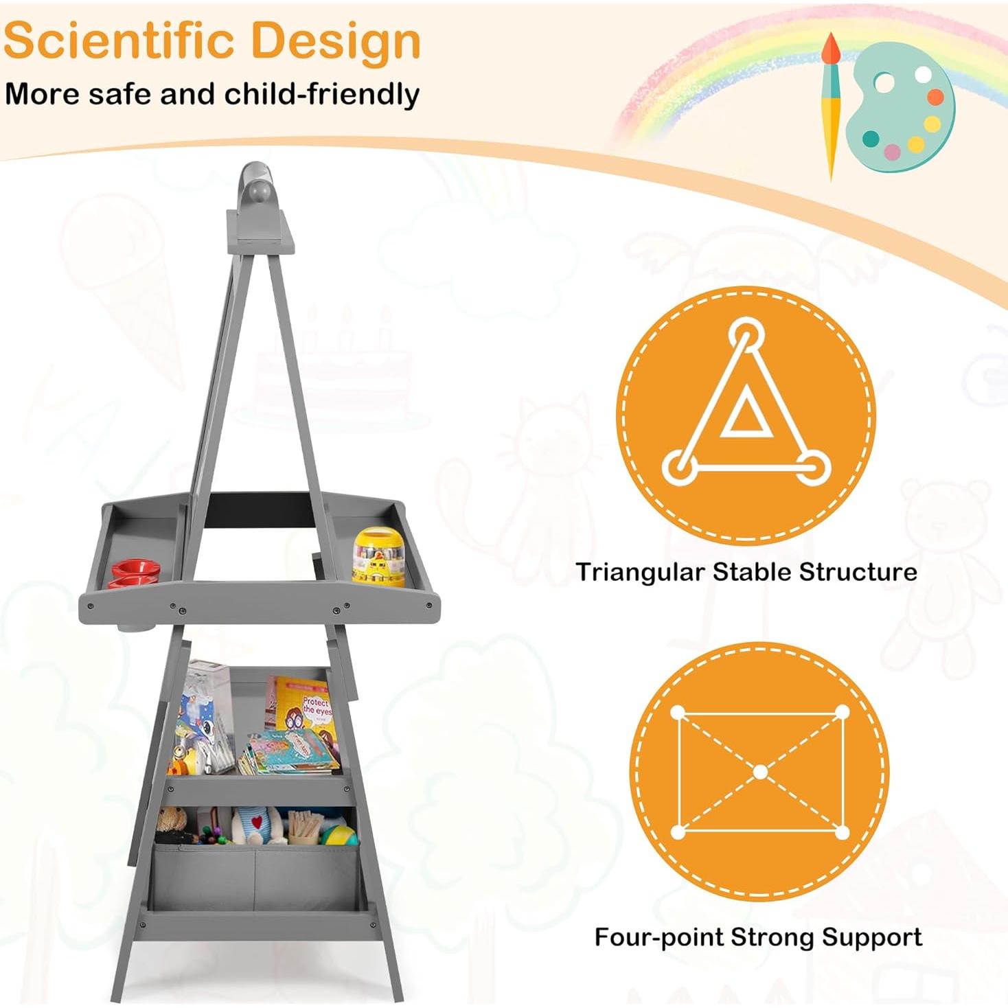 Caballete de Arte 3 en 1 TODEFULL para Niños con Pizarra y Papel