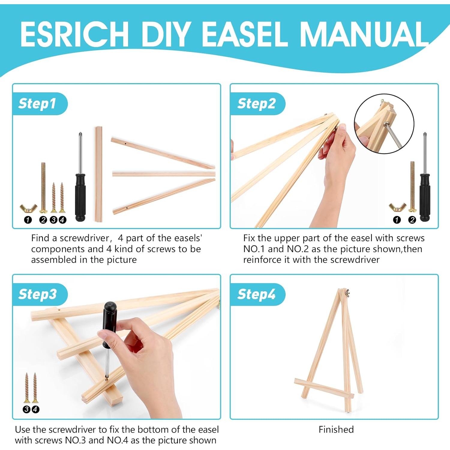 Caballete de Madera ESRICH 30 cm - Paquete de 4 para Pintura