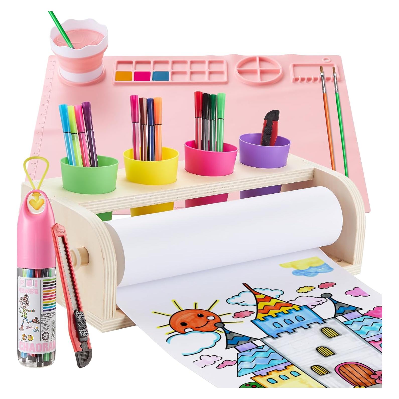 Caballete de Mesa Yokugo con Rollo de Papel y Alfombrilla Rosa