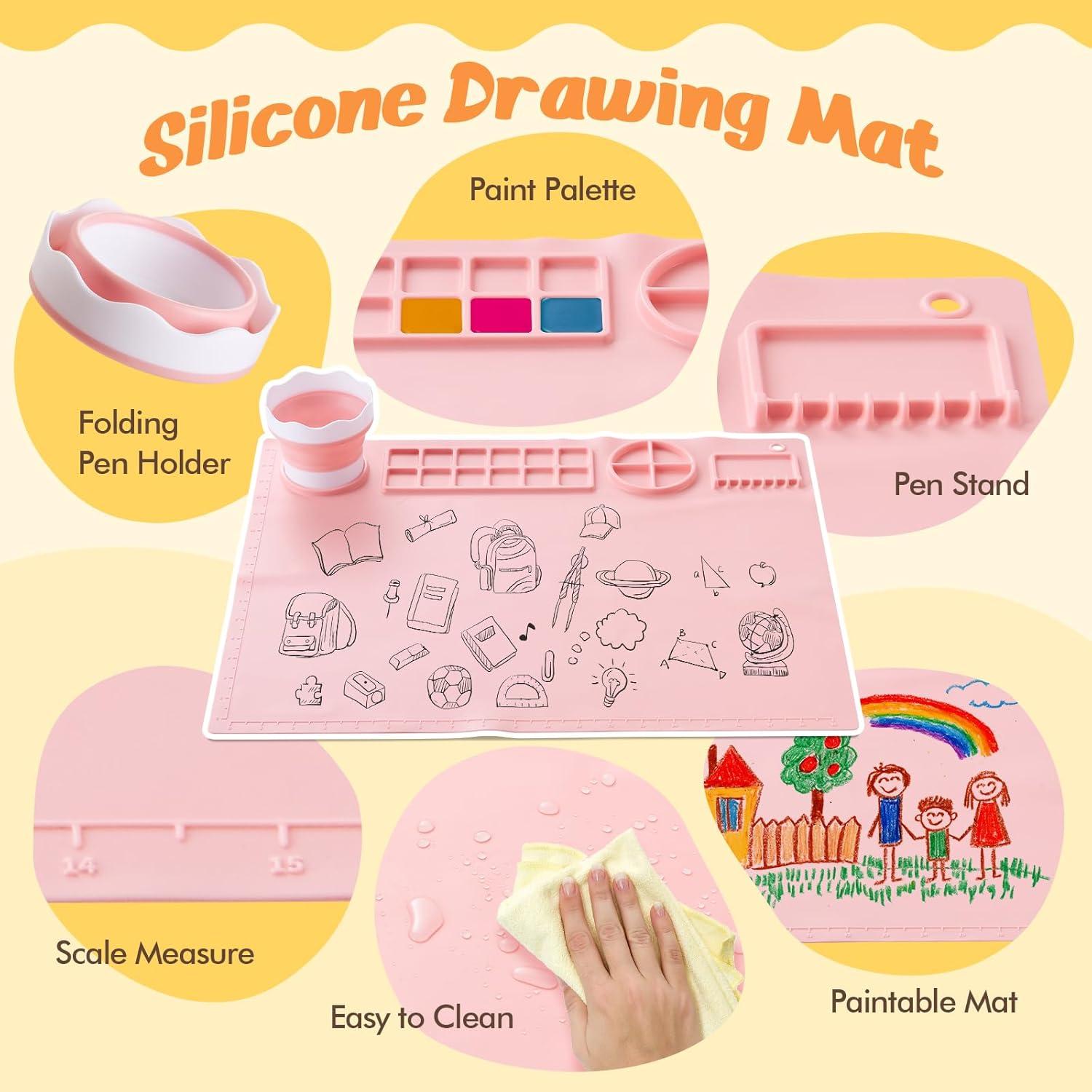 Caballete de Mesa Yokugo con Rollo de Papel y Alfombrilla Rosa