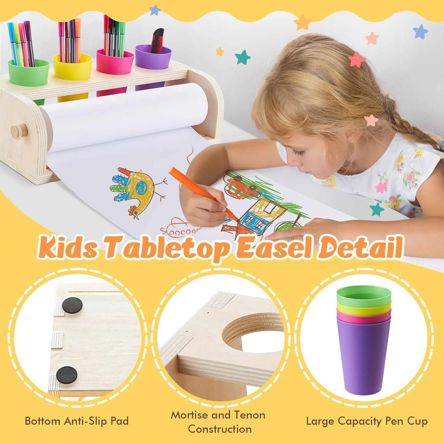 Caballete de Mesa Yokugo con Rollo de Papel y Alfombrilla Rosa