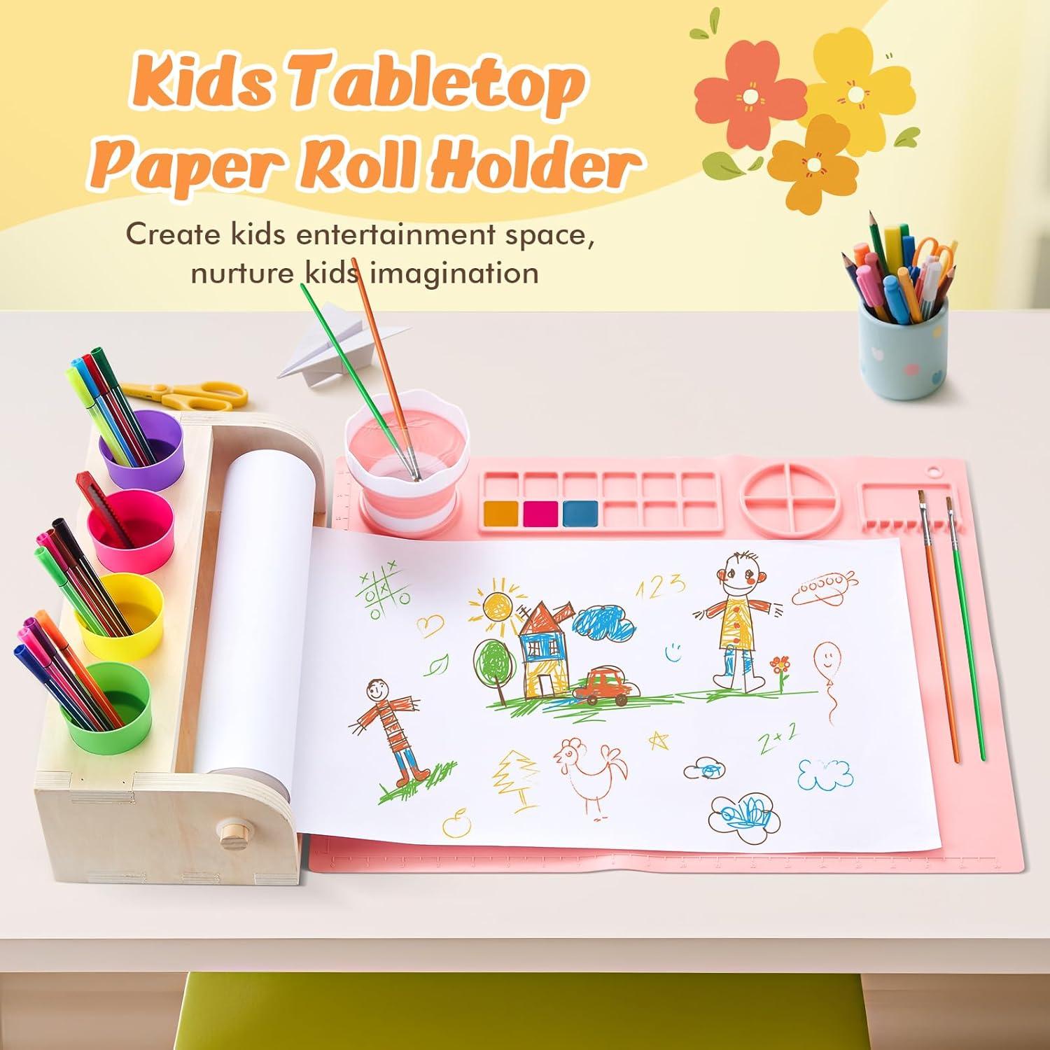 Caballete de Mesa Yokugo con Rollo de Papel y Alfombrilla Rosa