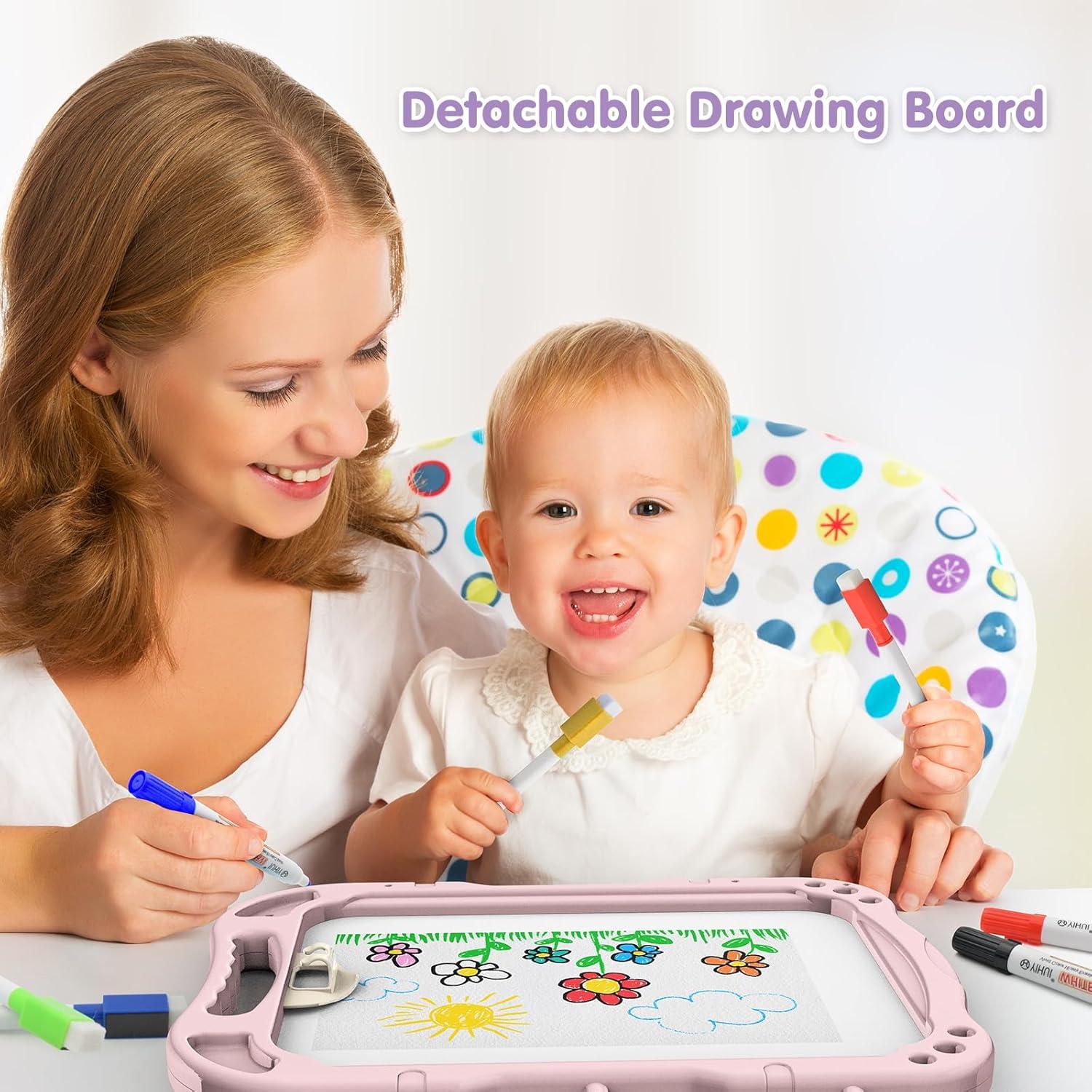 Caballete de Arte Ajustable Ylovetoys Rosa para Niños 3-5 Años