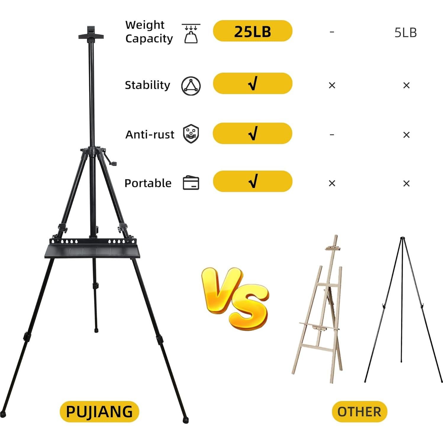 Caballete de Arte PUJIANG Ajustable 50.8-154.9 cm con Bolsa