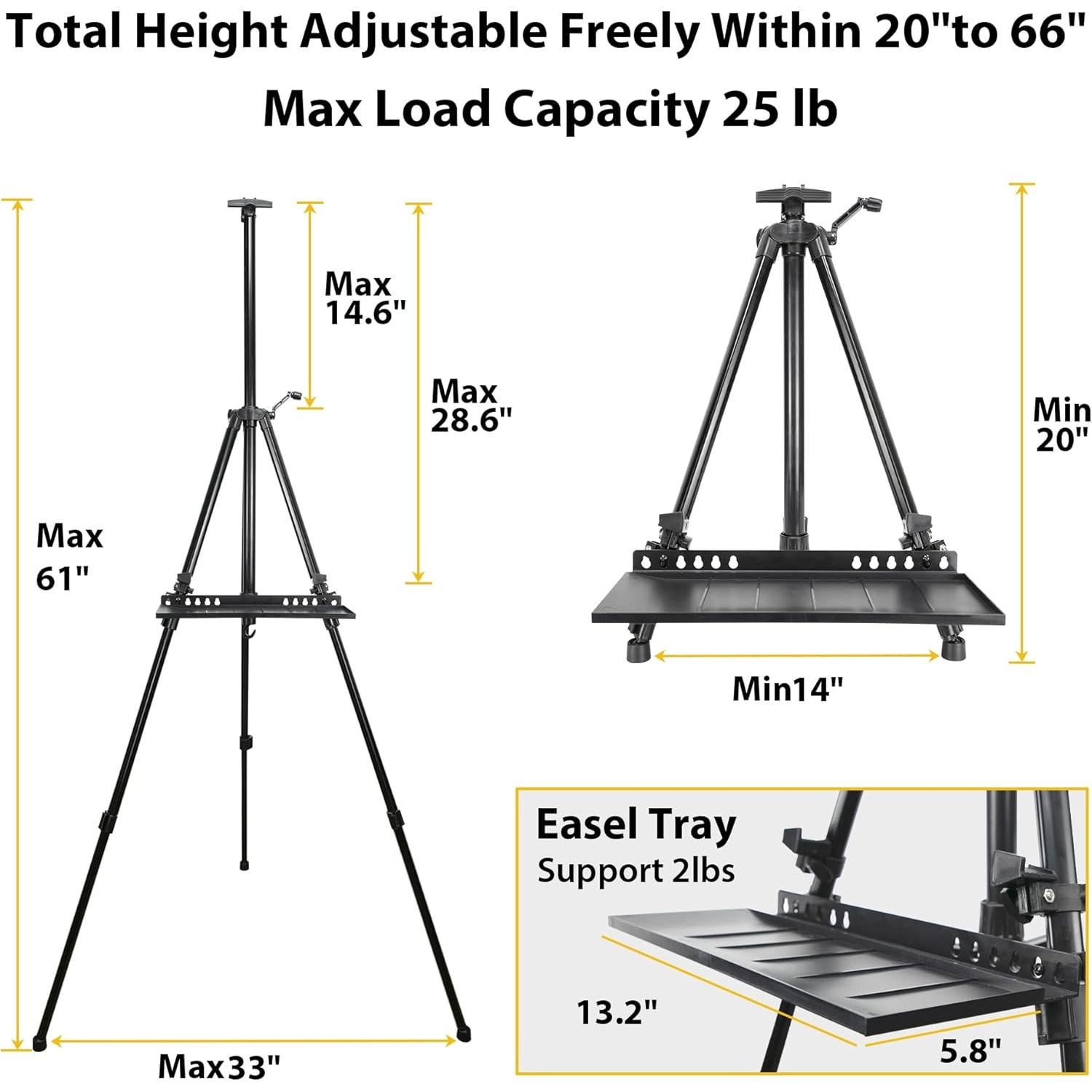 Caballete de Arte PUJIANG Ajustable 50.8-154.9 cm con Bolsa