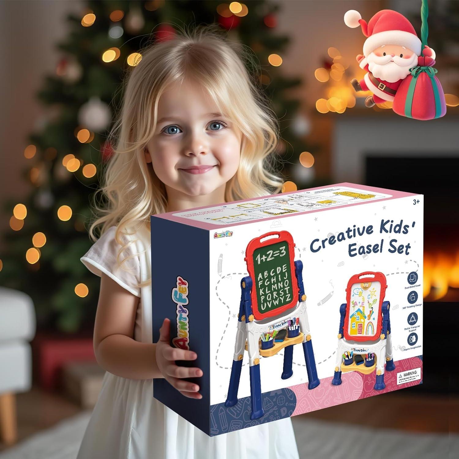 Caballete de Arte AuntyFey Doble Cara para Niños 4-8 Años