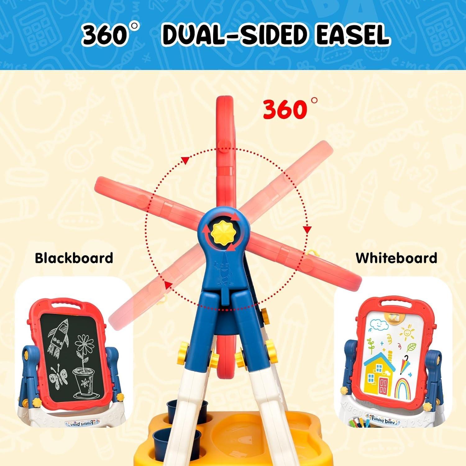 Caballete de Arte AuntyFey Doble Cara para Niños 4-8 Años