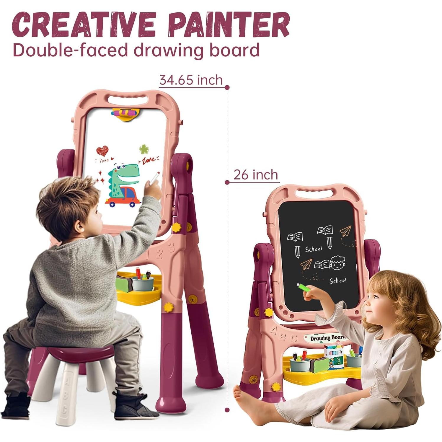 Caballete de arte ajustable Juivin para niños con pizarra magnética