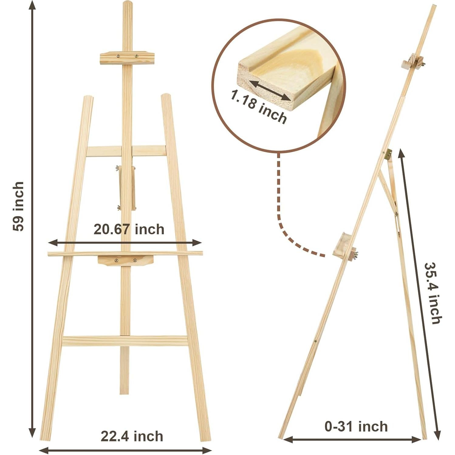 Caballete de Madera Ajustable JEAWIWI para Pintura 106.68 cm