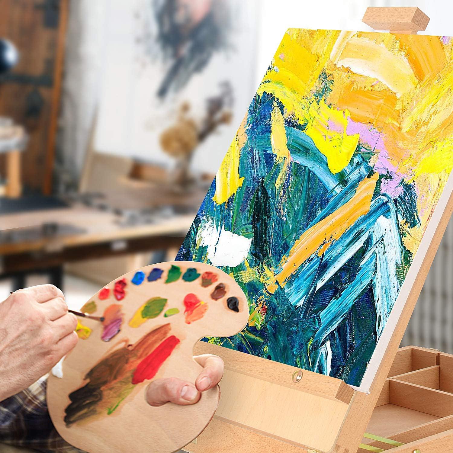 Caja de Suministros de Arte Kuyal - Caballete de Madera Ajustable