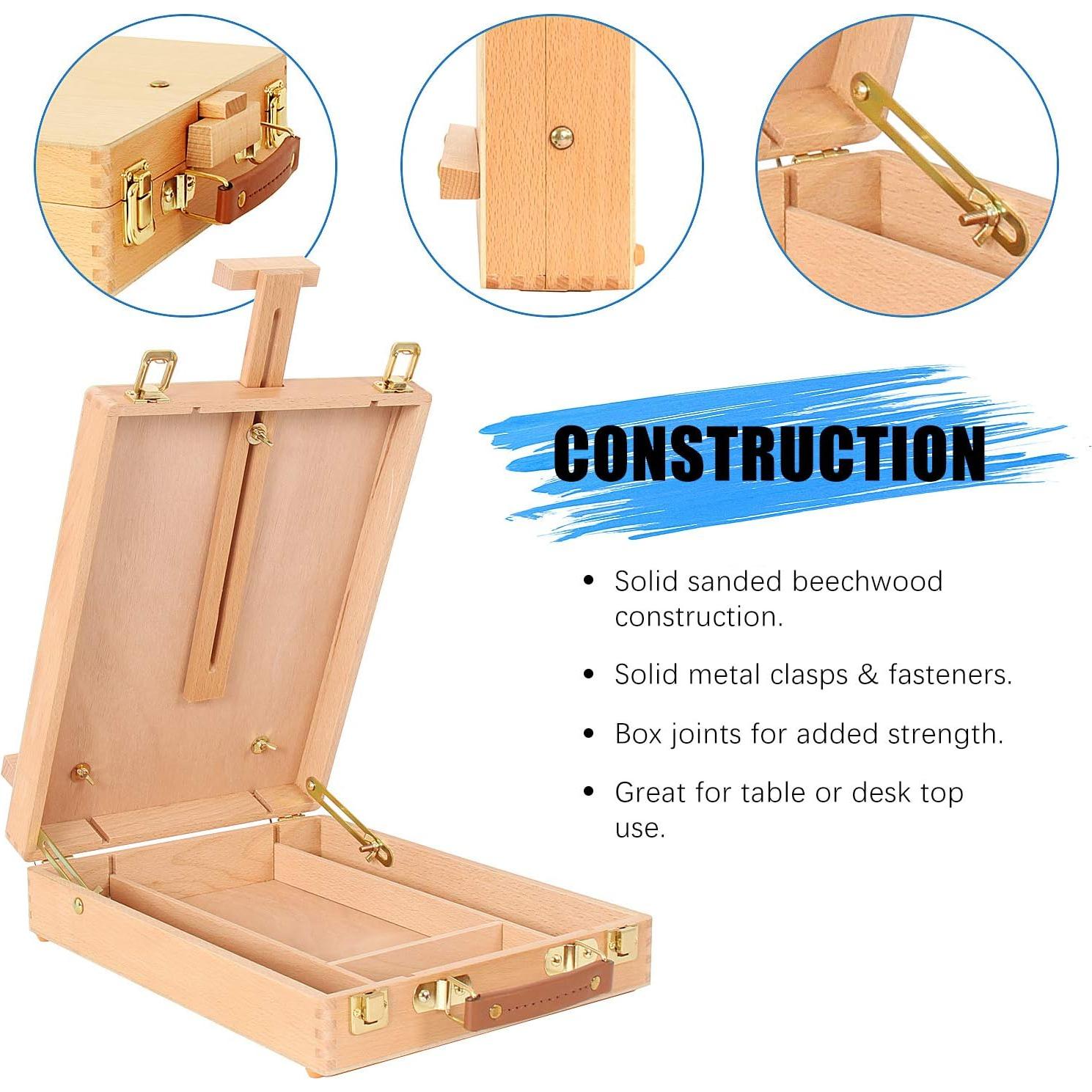 Caja de Suministros de Arte Kuyal - Caballete de Madera Ajustable