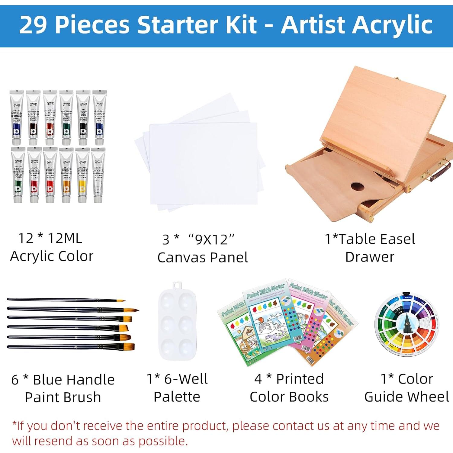 Juego de Caballetes Falling in Art - Kit de Pintura 29 Piezas