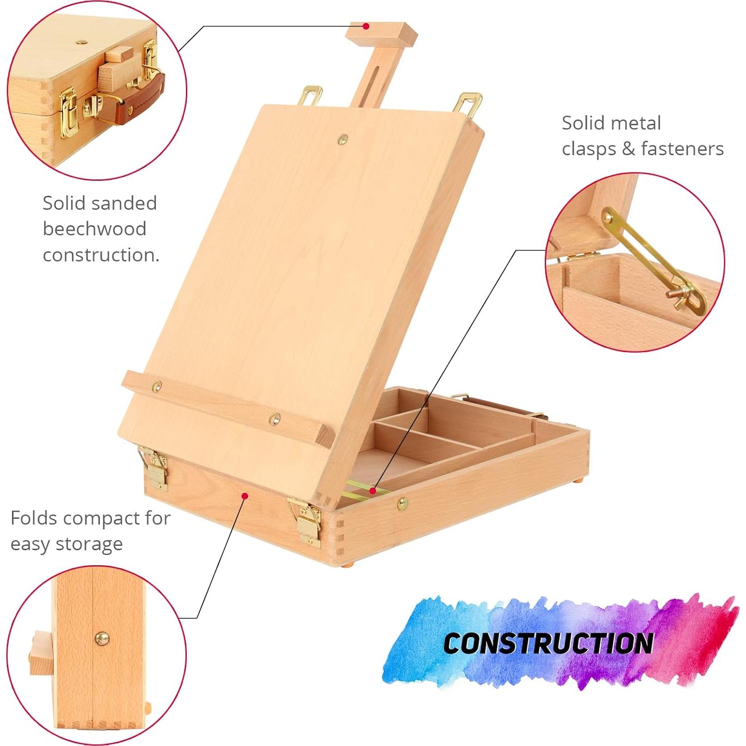 Caballete de Pintura de Mesa Kuyal Ajustable con Caja de Almacenamiento