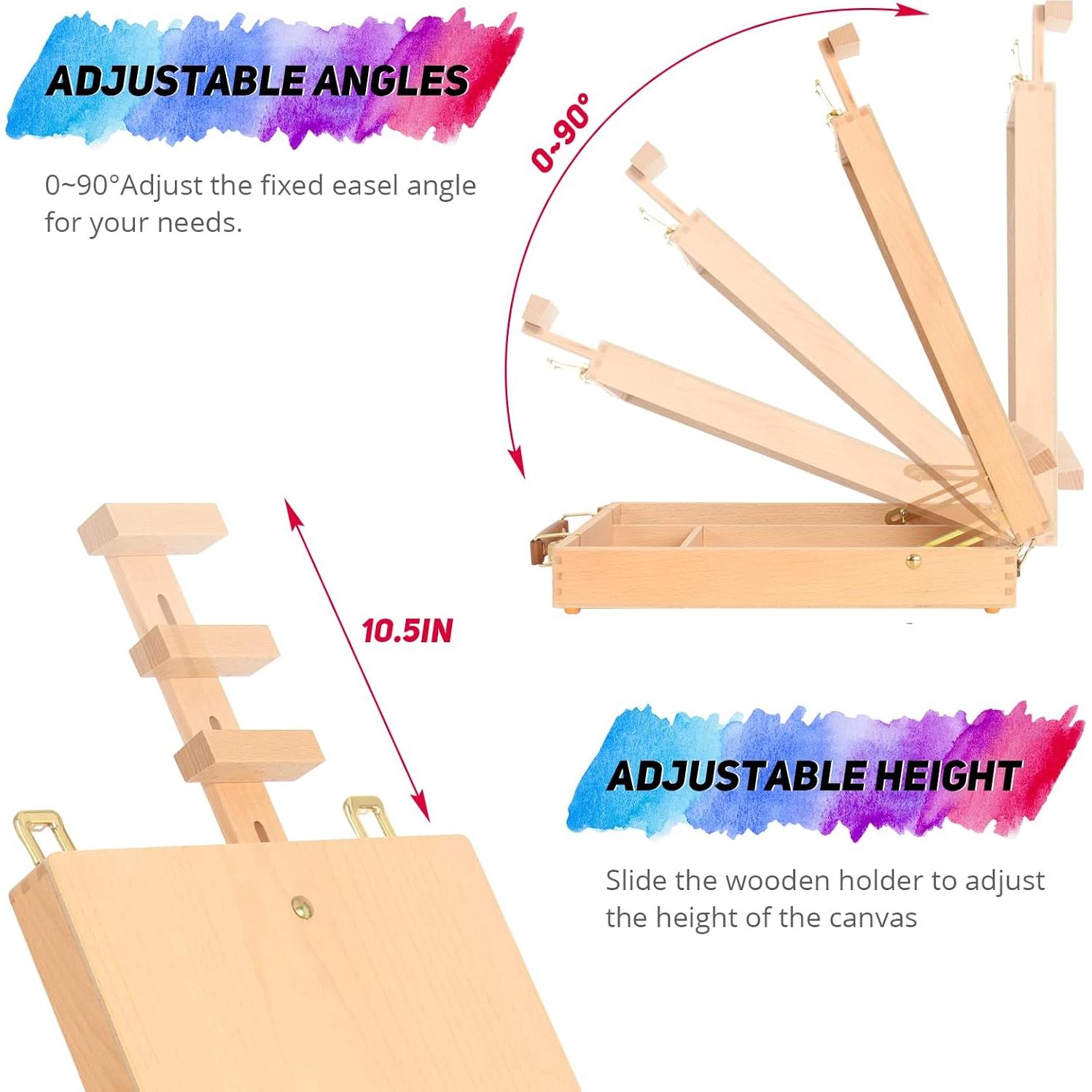Caballete de Pintura de Mesa Kuyal Ajustable con Caja de Almacenamiento