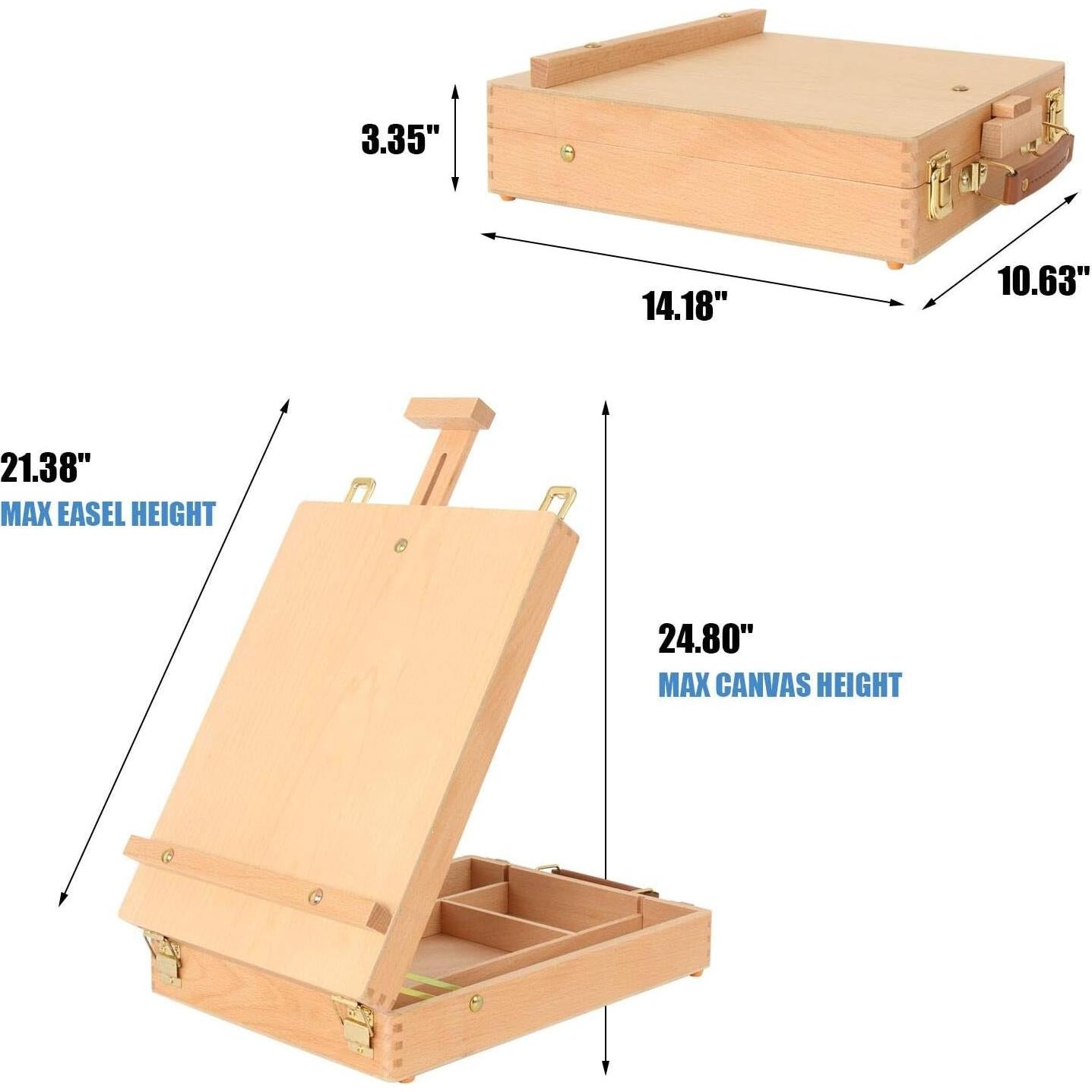 Caballete de Pintura de Mesa Kuyal Ajustable con Caja de Almacenamiento