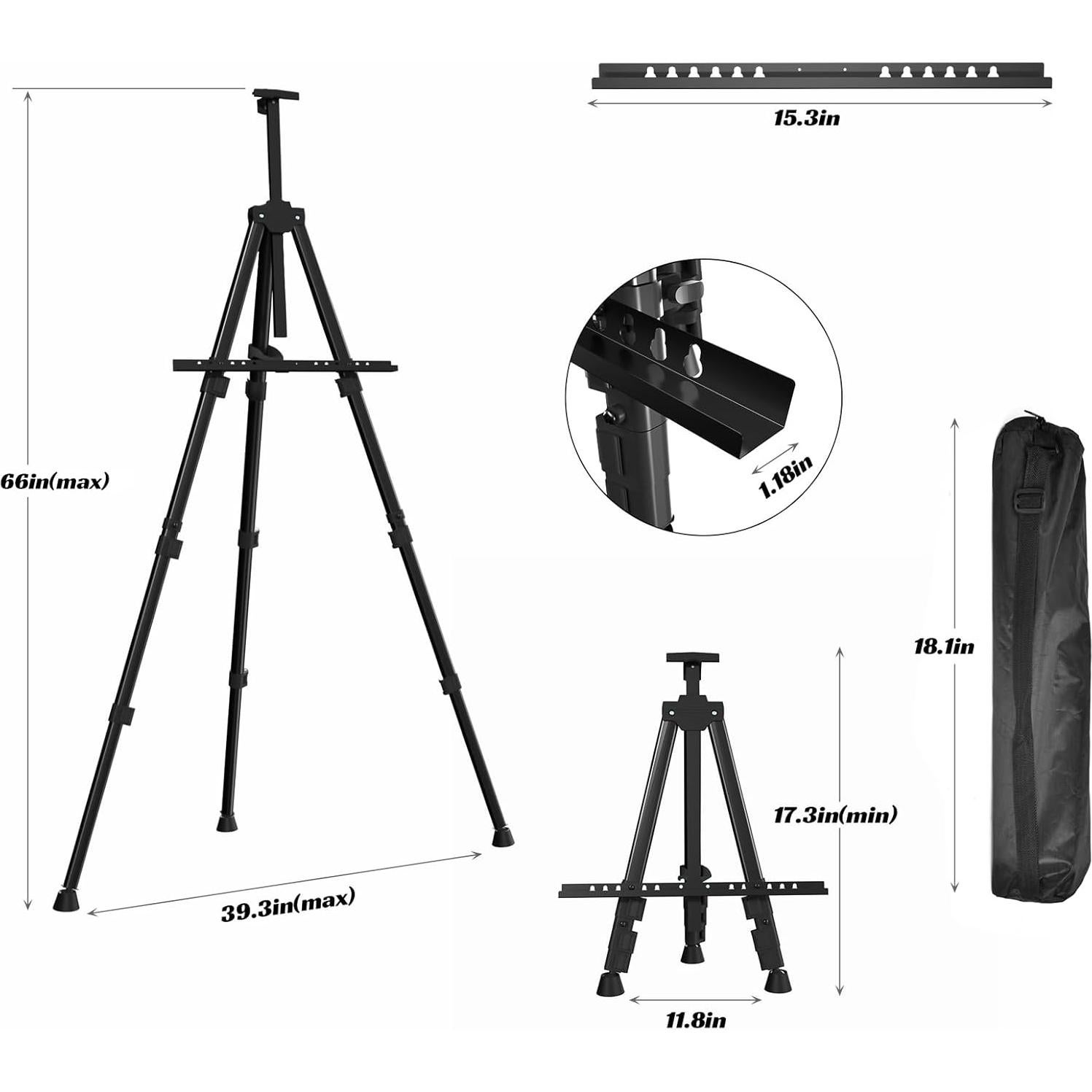 Caballete de Pintura Aredy Ajustable 43.9-167.6 cm Metal