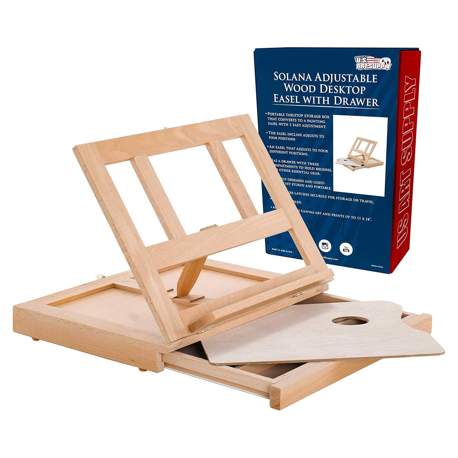 Caballete de Mesa Ajustable U.S. Art Supply Solana Madera