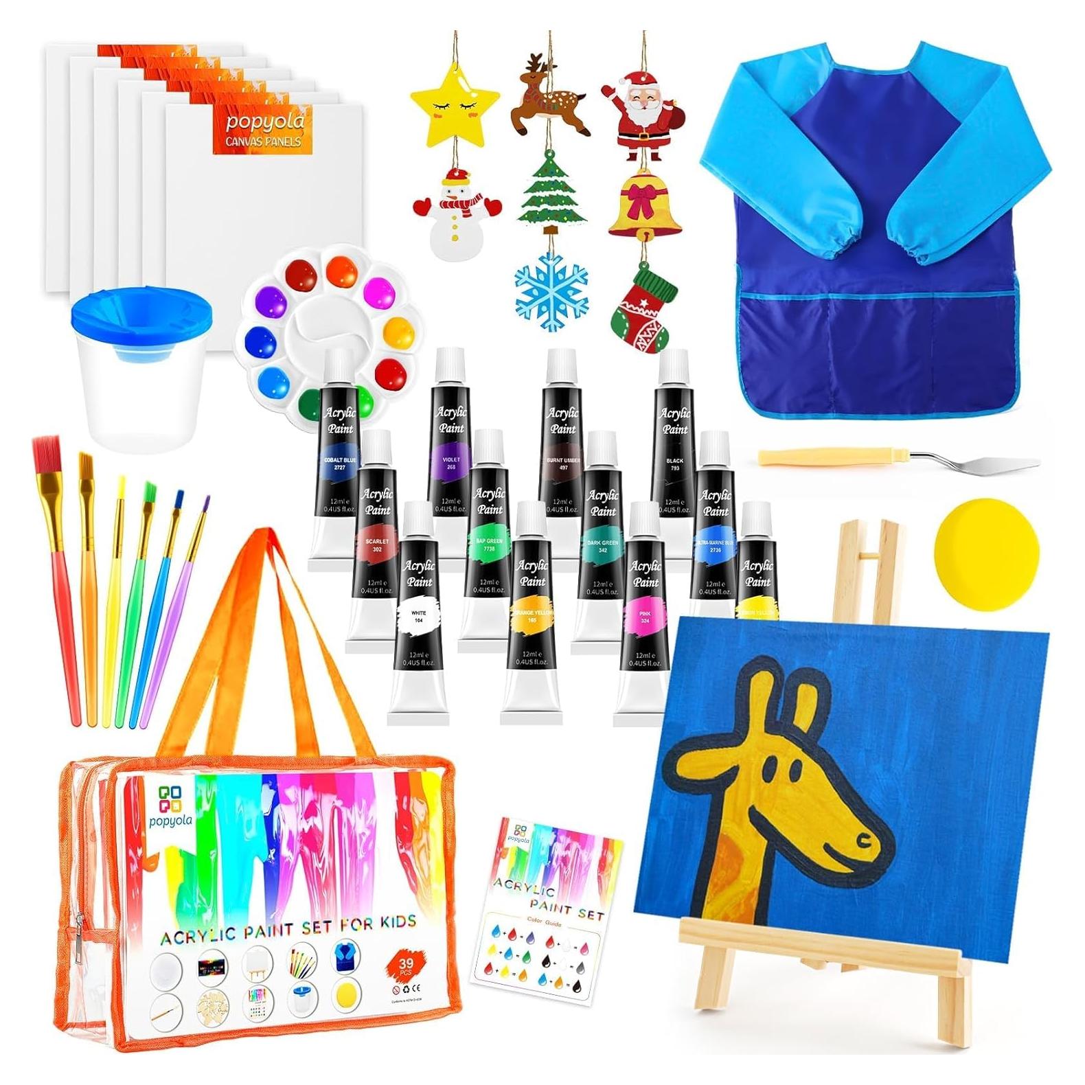 Juego de Pintura Acrílica POPYOLA 39 PCS para Niños