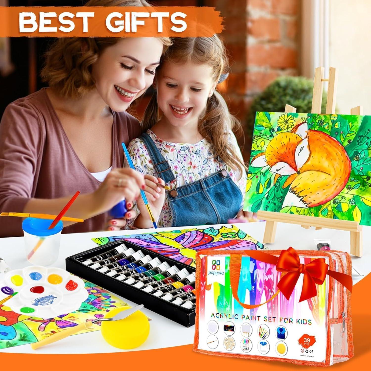 Juego de Pintura Acrílica POPYOLA 39 PCS para Niños