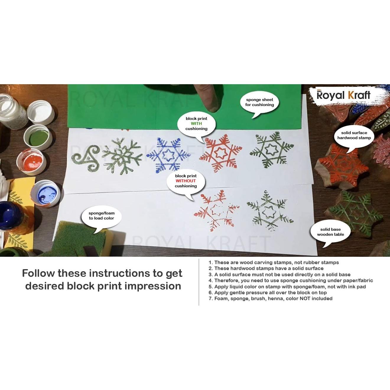 Sellos de impresión de madera Royal Kraft - Juego de 10 piezas