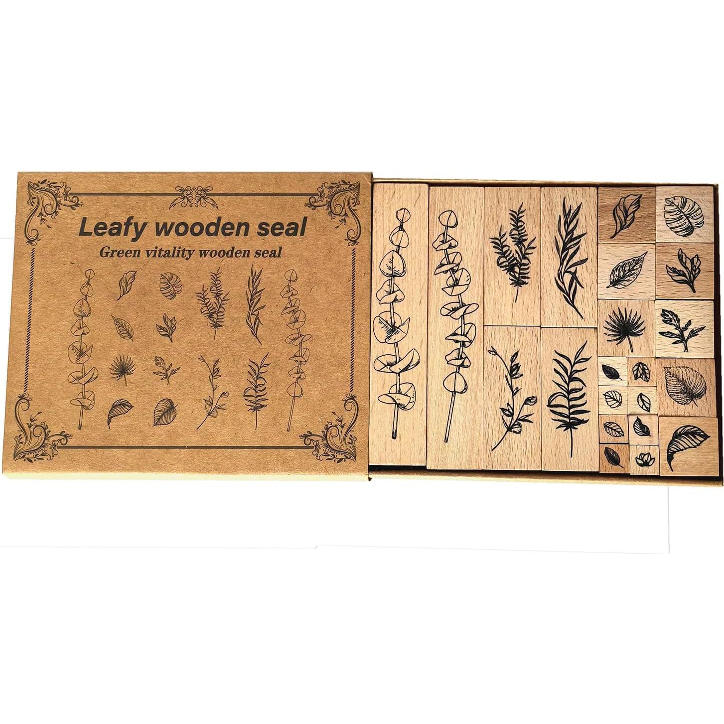 Juego de Sellos de Goma de Madera Huralona Vintage 16 PCS