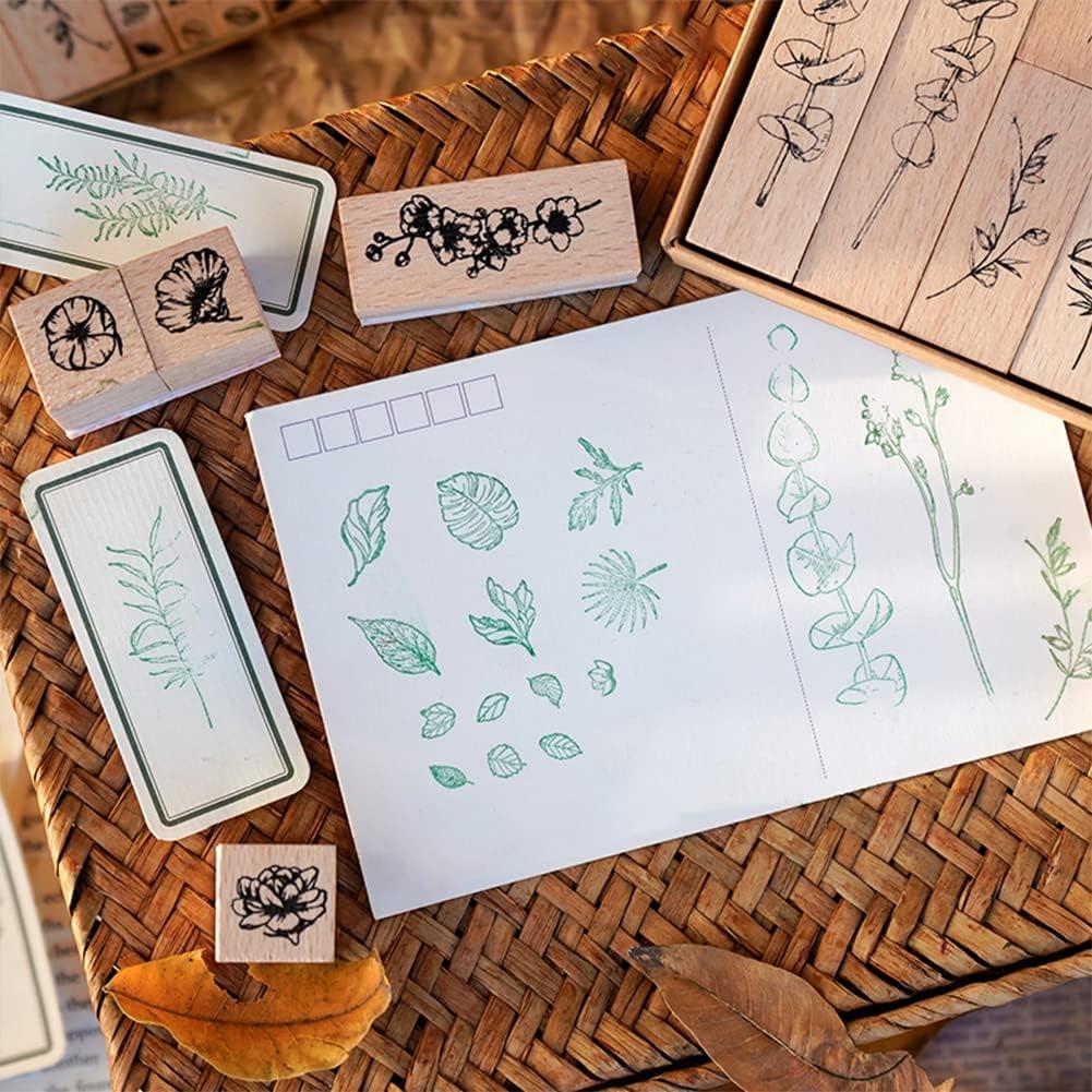 Conjunto de 22 Sellos de Goma de Madera Arcemain Plantas
